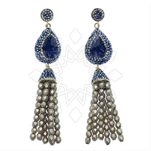 Fashion Gem and Crystals Tassel Earring