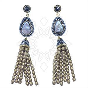 Fashion Gem and Crystals Tassel Earring