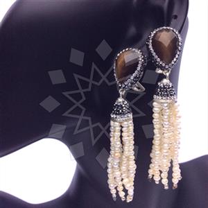 Fashion Gem and Crystals Tassel Earring