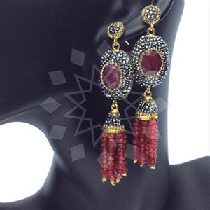 Fashion Gem and Crystals Tassel Earring