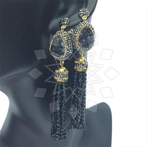 Fashion Gem and Crystals Tassel Earring