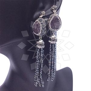 Fashion Gem and Crystals Tassel Earring