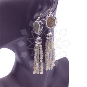 Fashion Gem and Crystals Tassel Earring