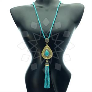 Fashion Gem and Crystals Tassel Necklace