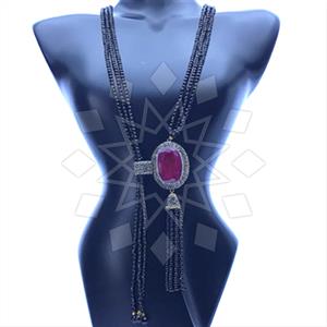 Fashion Gem and Crystals Tassel Necklace