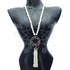 Fashion Gem and Crystals Tassel Necklace