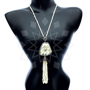 Fashion Gem and Crystals Tassel Necklace