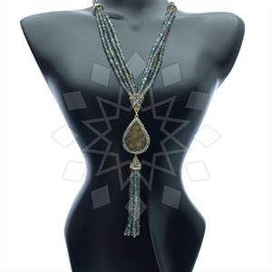Fashion Gem and Crystals Tassel Necklace