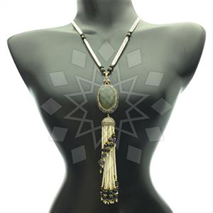 Fashion Gem and Crystals Tassel Necklace