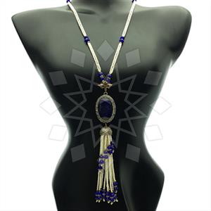 Fashion Gem and Crystals Tassel Necklace