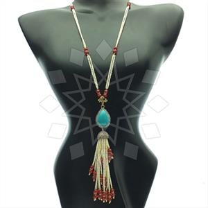 Fashion Gem and Crystals Tassel Necklace