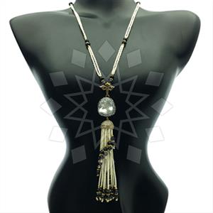 Fashion Gem and Crystals Tassel Necklace