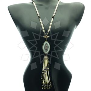 Fashion Gem and Crystals Tassel Necklace