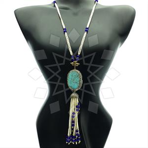 Fashion Gem and Crystals Tassel Necklace