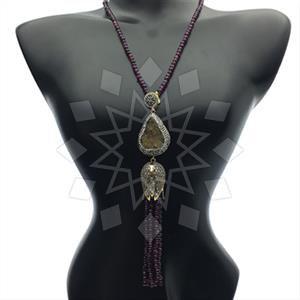 Fashion Gem and Crystals Tassel Necklace