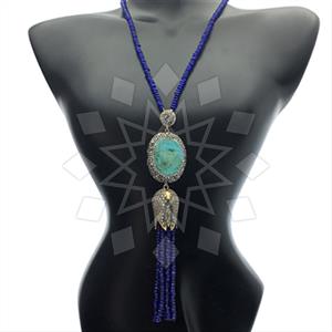 Fashion Gem and Crystals Tassel Necklace