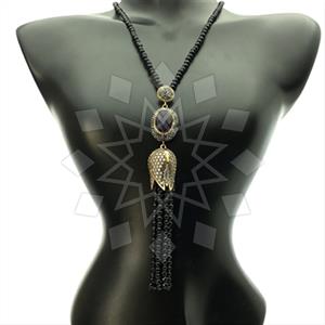 Fashion Gem and Crystals Tassel Necklace