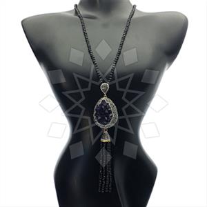Fashion Gem and Crystals Tassel Necklace