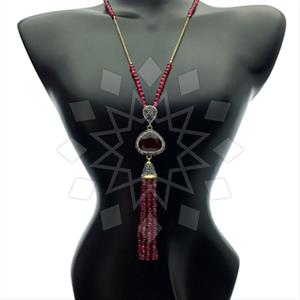 Fashion Gem and Crystals Tassel Necklace