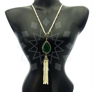 Fashion Gem and Crystals Tassel Necklace