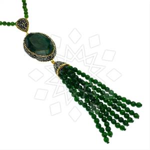 Fashion Gem and Crystals Tassel Necklace