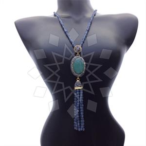 Fashion Gem and Crystals Tassel Necklace