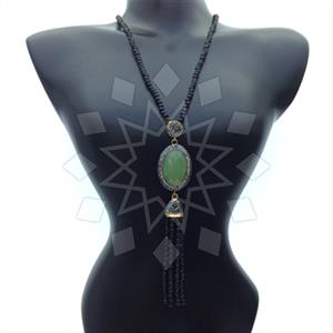 Fashion Gem and Crystals Tassel Necklace