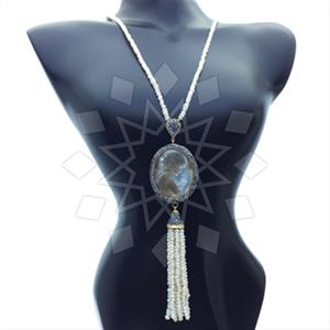 Fashion Gem and Crystals Tassel Necklace