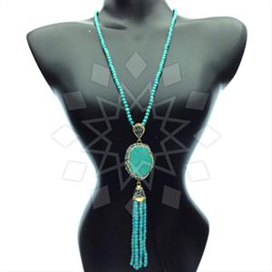 Fashion Gem and Crystals Tassel Necklace