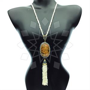 Fashion Gem and Crystals Tassel Necklace