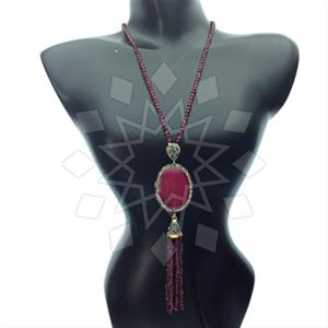 Fashion Gem and Crystals Tassel Necklace