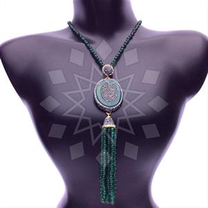 Fashion Gem and Crystals Tassel Necklace
