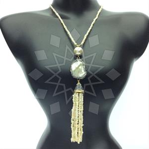 Fashion Gem and Crystals Tassel Necklace