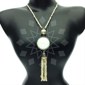Fashion Gem and Crystals Tassel Necklace