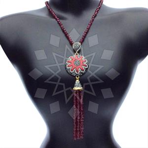 Fashion Gem and Crystals Tassel Necklace