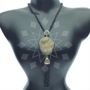 Fashion Gem and Crystals Tassel Necklace