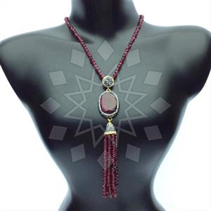 Fashion Gem and Crystals Tassel Necklace