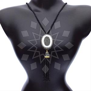 Fashion Gem and Crystals Tassel Necklace