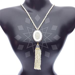 Fashion Gem and Crystals Tassel Necklace