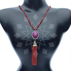 Fashion Gem and Crystals Tassel Necklace