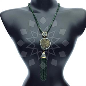 Fashion Gem and Crystals Tassel Necklace
