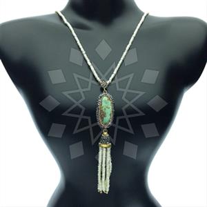 Fashion Gem and Crystals Tassel Necklace
