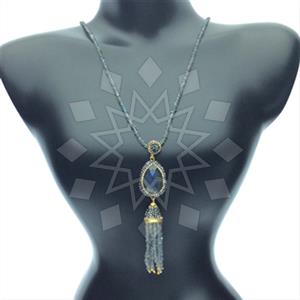 Fashion Gem and Crystals Tassel Necklace