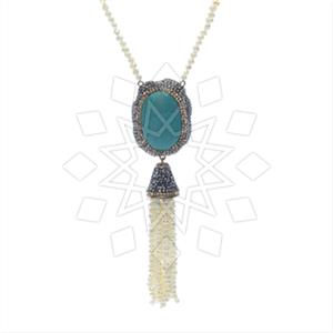 Fashion Gem and Crystals Tassel Necklace
