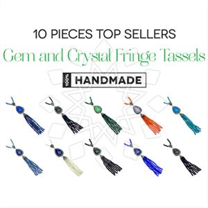Fashion Gem and Crystals Tassel Necklace