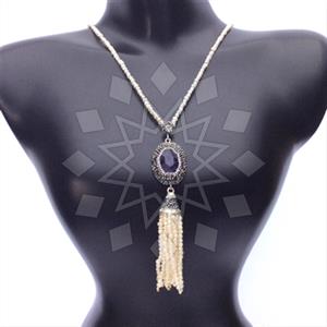Fashion Gem and Crystals Tassel Necklace