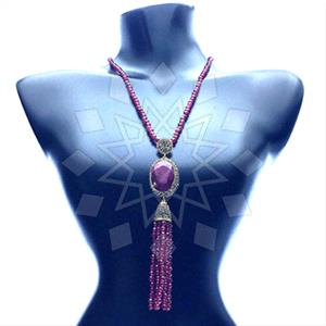 Fashion Gem and Crystals Tassel Necklace