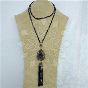 Fashion Gem and Crystals Tassel Necklace
