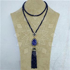 Fashion Gem and Crystals Tassel Necklace