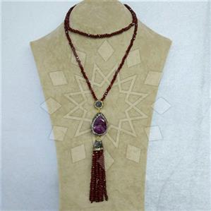 Fashion Gem and Crystals Tassel Necklace
